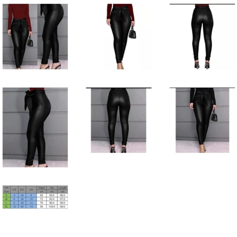 Paperbag Waist Faux Leather Pants - Picture 8 of 8